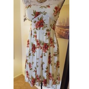 Asymmetrical Strappless Floral Dress 🌺🌻